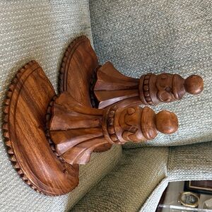 Carved Wooden Bookends